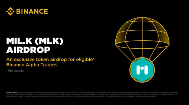 Binance Alpha列出MiL.k (MLK)...Airdrop事件与Alpha点现在直播